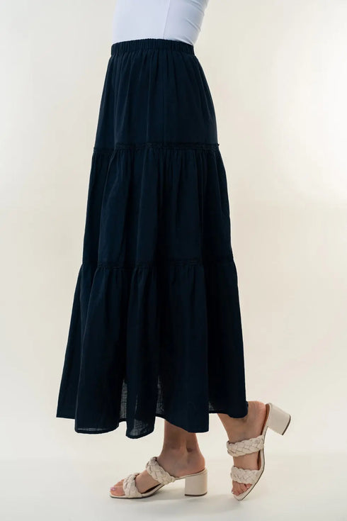 'Bella' High Waisted Tiered Maxi Skirt - Celes Fashion